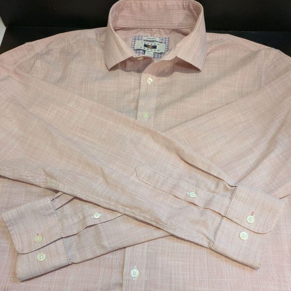 Joseph Abboud Men's Pink and White Button Down Long Sleeve Shirt Large - Picture 4 of 8